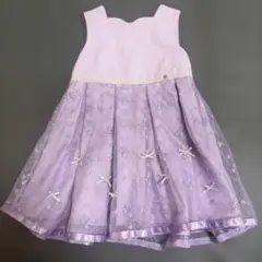 キッズドレス ワンピース　ノースリーブ パープル 刺繍のサムネイル
