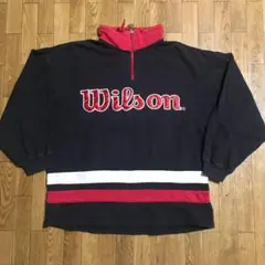 90s Wilson ハーフジップ スウェット 黒 白 赤 L 古着のサムネイル