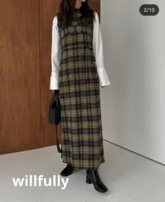 【試着のみタグ付き】willfully　ノースリーブチェックワンピース 2025年最新】willfully ノースリーブの人気アイテム - メルカリ
