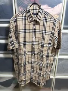 BURBERRY LONDON バーバリー ロンドン　綿麻半袖チェックシャツ　Lのサムネイル