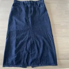 UNIQLO ユニクロ　デニムパネルロングスカート　67 ネイビー　丈短め