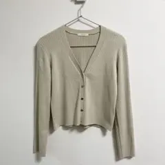 【Te chichi】リブVネックカーディガン／美品／ショート／ベージュ／フリー
