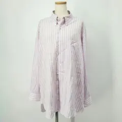 /＊c【日本製】バーバリー ロゴ刺繍 ストライプ柄 ボタンダウン シャツ 長袖のサムネイル