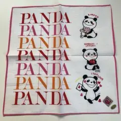 ★新品★　昭和レトロ　内藤ルネ　RUNE パンダ イラスト ハンカチ