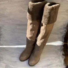 meline ベージュ スエード ニーハイブーツ 37 23.0〜23.5cm