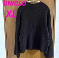 ユニクロ スフレヤーンモックネックセーター ダークブラウン XL
