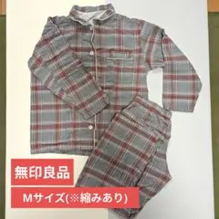 【無印良品】脇に縫い目のない フランネルパジャマ　M　スモーキーピンクチェックのサムネイル