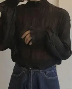 MAISON BREEZE シアー ハイネック トップス ブラック　シースルーのサムネイル