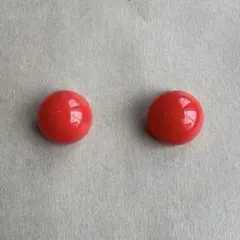 七五三イヤリング　おしゃれ　カボション　レトロ　キッズ　赤　小さいサイズ