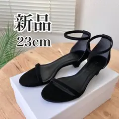 【新品】LE TALON 3.5cmハーフウエッジバーサンダル 23cm 黒のサムネイル