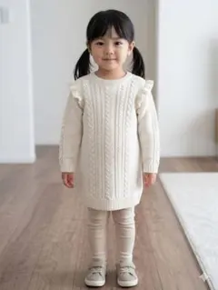baby GAP ケーブルニットワンピース 90cm フリル オフホワイト