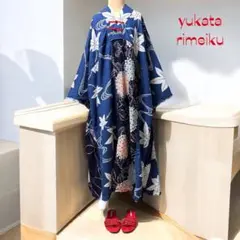 (あ955)アンティーク浴衣リメイク☘️ダボッとしたワンピース