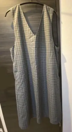 ワンピース チェック グレンチェック ノースリーブ フリーサイズ 後ゴム