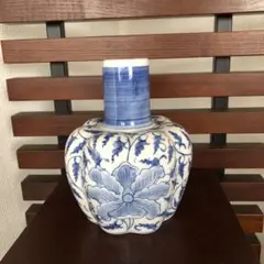 美品　タイ花瓶　置物　工芸品　1輪挿し　染付