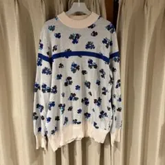 sacai サカイ ニット セーター 花柄 フローラル ベージュ ブルー 3のサムネイル