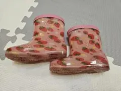 女の子長靴 レインブーツ いちご柄 ピンク14.0cmのサムネイル