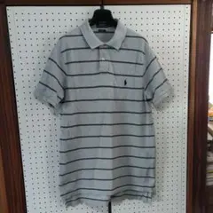 ポロラルフローレン　刺繍ロゴ　ゆるダボ　大きめ　ボーダー　古着　L　ポニーロゴ