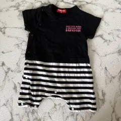 BABYDOLL ロンパース 半袖 ボーダー 黒