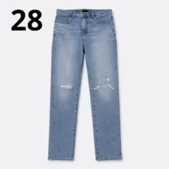 ユニクロ【28】スリムストレートハイライズジーンズ ダメージ加工 カジュアル