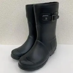 【S（22.5㎝）】未使用 レインブーツ 婦人 黒 長靴 防水のサムネイル