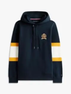 カラーブロックストライプスリーブフリースフーディー