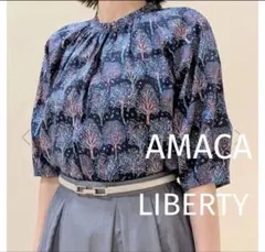 アマカ】未使用 リバティ MyLittlPaceブラウス ブルー系 - メルカリ