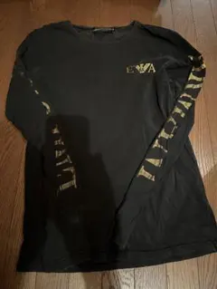 EMPORIO ARMANI EVA ロンT ブラック 袖ビッグロゴ 両面ロゴ