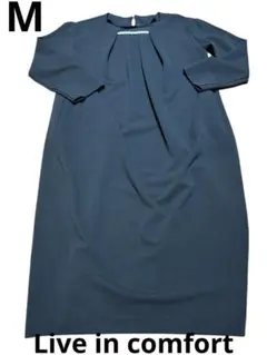 【美品】リブインコンフォート パール付き タックワンピース（MTサイズ）