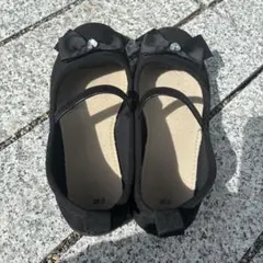 フォーマル　ブラックリボン付きバレエシューズ 20.0cm