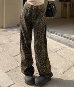 ヒョウ柄 レオパード デニムパンツ y2k