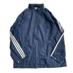【80s】adidas フーディー ジップ ナイロンジャケット ネイビー XL