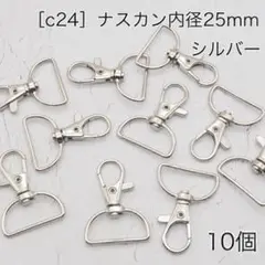 ［c24］10個　内径25mm ナスカン シルバー Dカン リュックカン