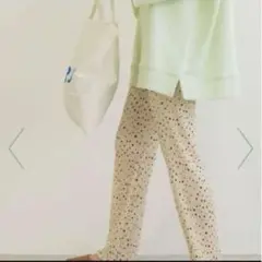 coca 楊柳プリーツドットレギンスパンツ　ウエストゴム　M アイボリー