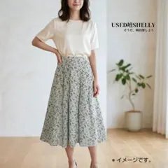 ANAYI アナイ スモールフラワープリントタックスカート 水色 36 Sのサムネイル