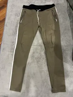 オリーブ サイドストライプ スウェットパンツ