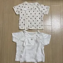 プティマイン オーガニックコットン短肌着2枚　いちご柄 ベビー肌着 セット