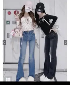 GRL ハイウエストフレアデニムパンツ[cu498]XS