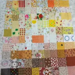 綿生地 パッチワーク カットクロス 黄 茶 花柄 苺 水玉 5cm 100枚