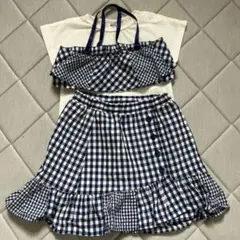BREEZE 90サイズ　ギンガムチェック　セットアップ　ブルー