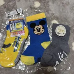 キッズ靴下 3足セット ミッキー 鉄下 木馬