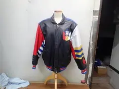 スタジャン リバーシブル　黒/赤/青/白 鷲刺繍　L