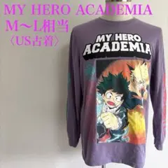 僕のヒーローアカデミア デク 爆豪 ロンT 紫 ビッグプリント 袖プリ アニメ