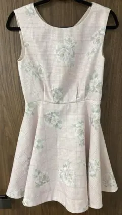 【リズリサ】花柄　リボン　膝丈ワンピース　ピンク