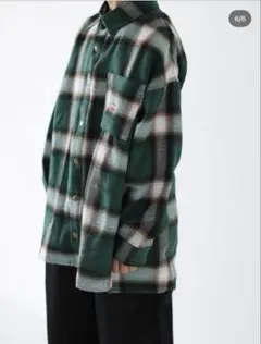 グリーンチェック柄フランネルシャツ