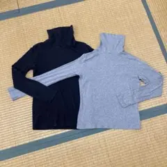 UNIQLO 長袖 タートルネック ブラックLとグレーM 2枚セット
