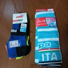 PUMA スニーカー靴下3足 26-28CMとKappaマフラータオルセット