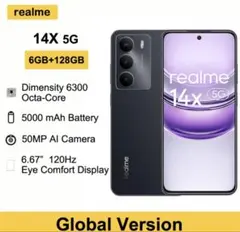 Realme 14X 6GB+128GBグローバルバージョン、SIMフリー