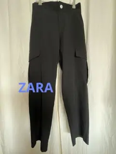 ZARA ブラックカーゴパンツ ウエストゴムs