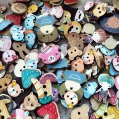 デコパーツ ハンドメイド 木製 ネコ 星 ウッド素材