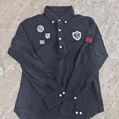PGロゴ刺繍付きネイビー長袖シャツ